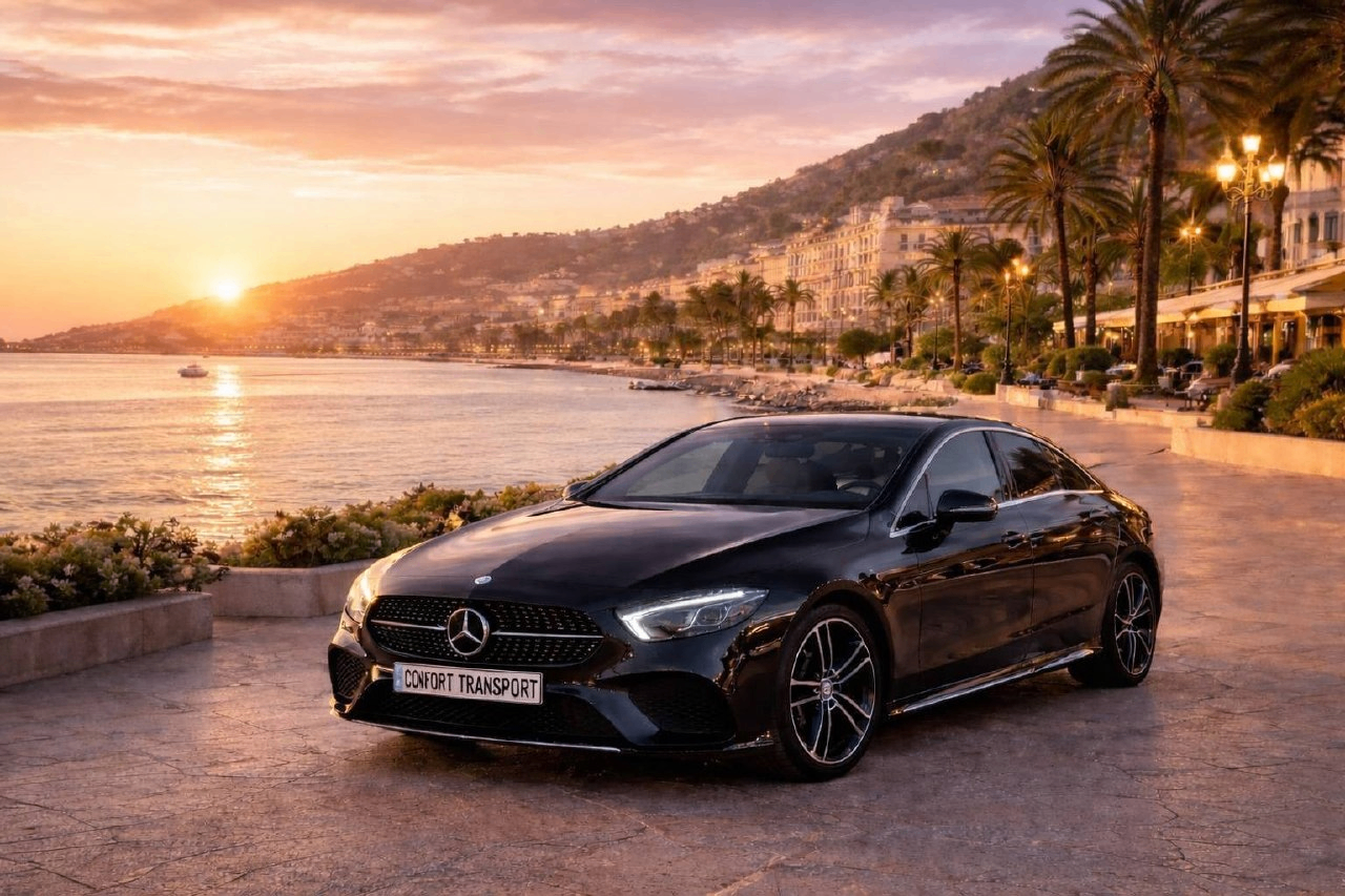 Chauffeur privé Nice Monaco — Confort Transport Mercedes EQE